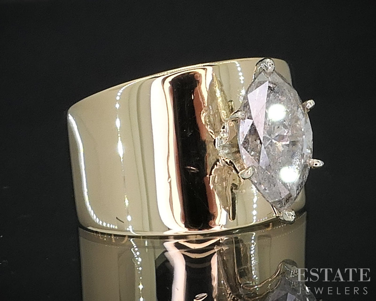 14k Yellow Gold Marquise Natural 2.50ct Diamond Solitaire Engagement Ring i19100