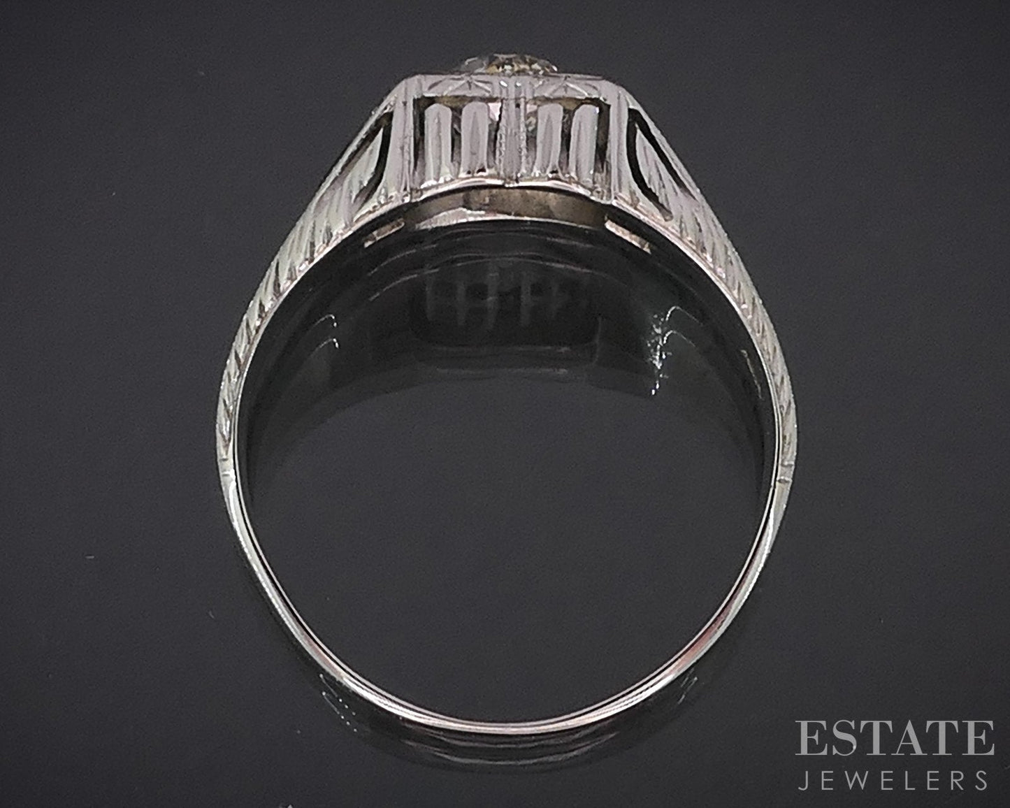 Antique Art Deco 18k Gold European .92ct Diamond Sapphire Engagement Ring i19101
