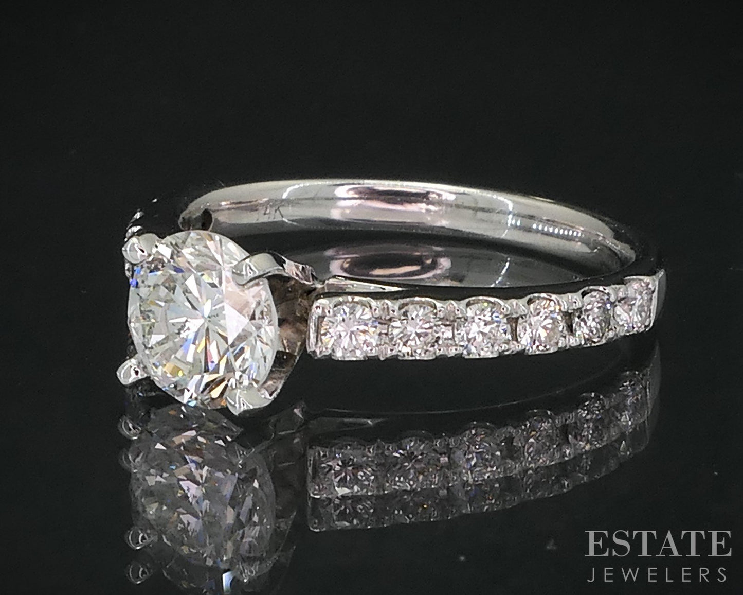 14k White Gold Round GIA Natural 1.71ctw Diamond Engagement Ring 3.9g i19102