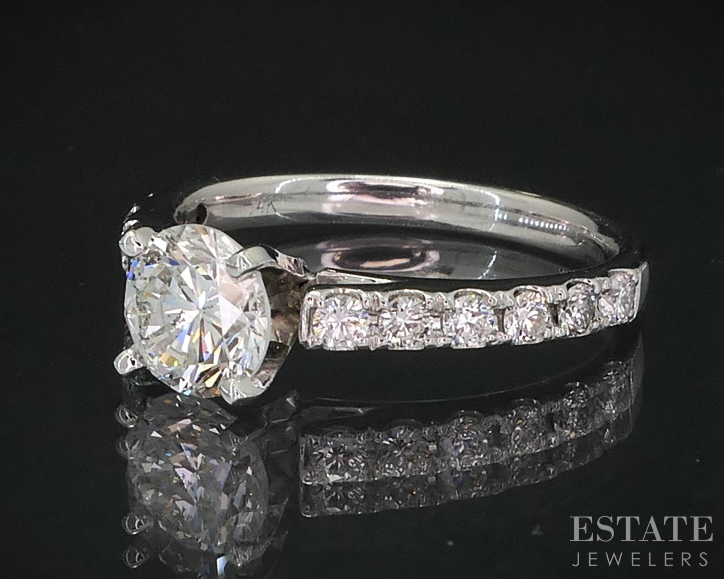 14k White Gold Round GIA Natural 1.71ctw Diamond Engagement Ring 3.9g i19102