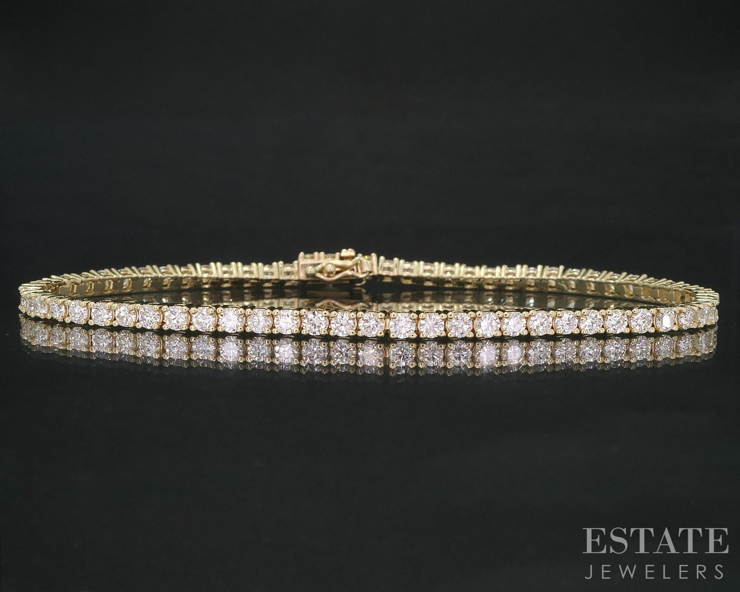 14k Yellow Gold Natural 3.04ctw Diamond Ladies Tennis Bracelet 6.9g 7"L i19131