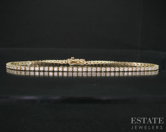 14k Yellow Gold Natural 1.50ctw Diamond Ladies Tennis Bracelet 6.1g 7"L i19132