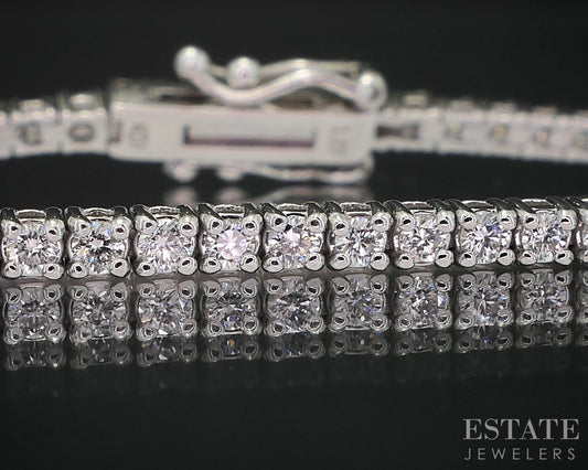 14k White Gold Natural 1.55ctw Diamond Ladies Tennis Bracelet 6.4g 7"L i19134