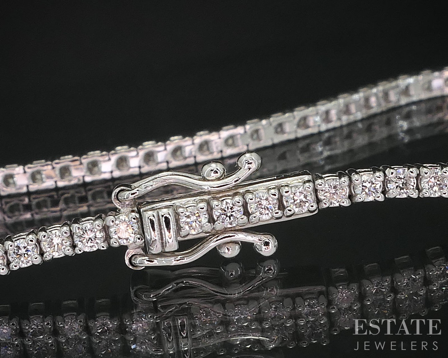 14k White Gold Natural 1.55ctw Diamond Ladies Tennis Bracelet 6.4g 7"L i19134