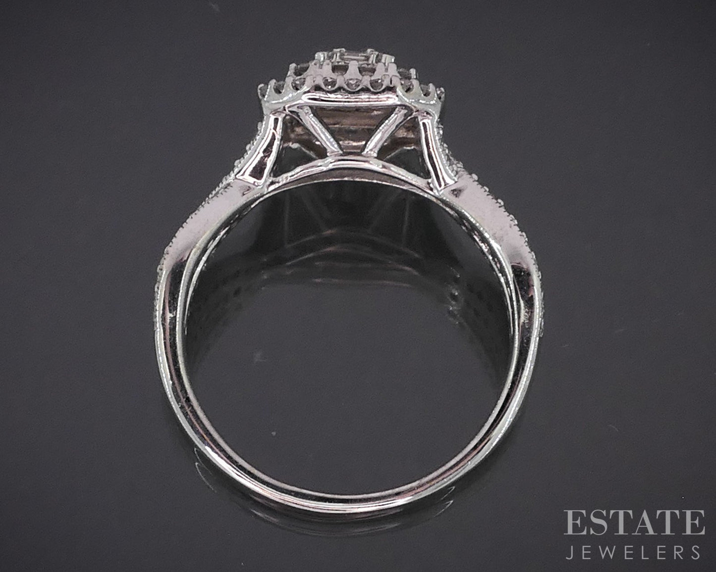 14k White Gold Natural 1ctw Diamond Cluster Halo Engagement Ring 6.1g i19155