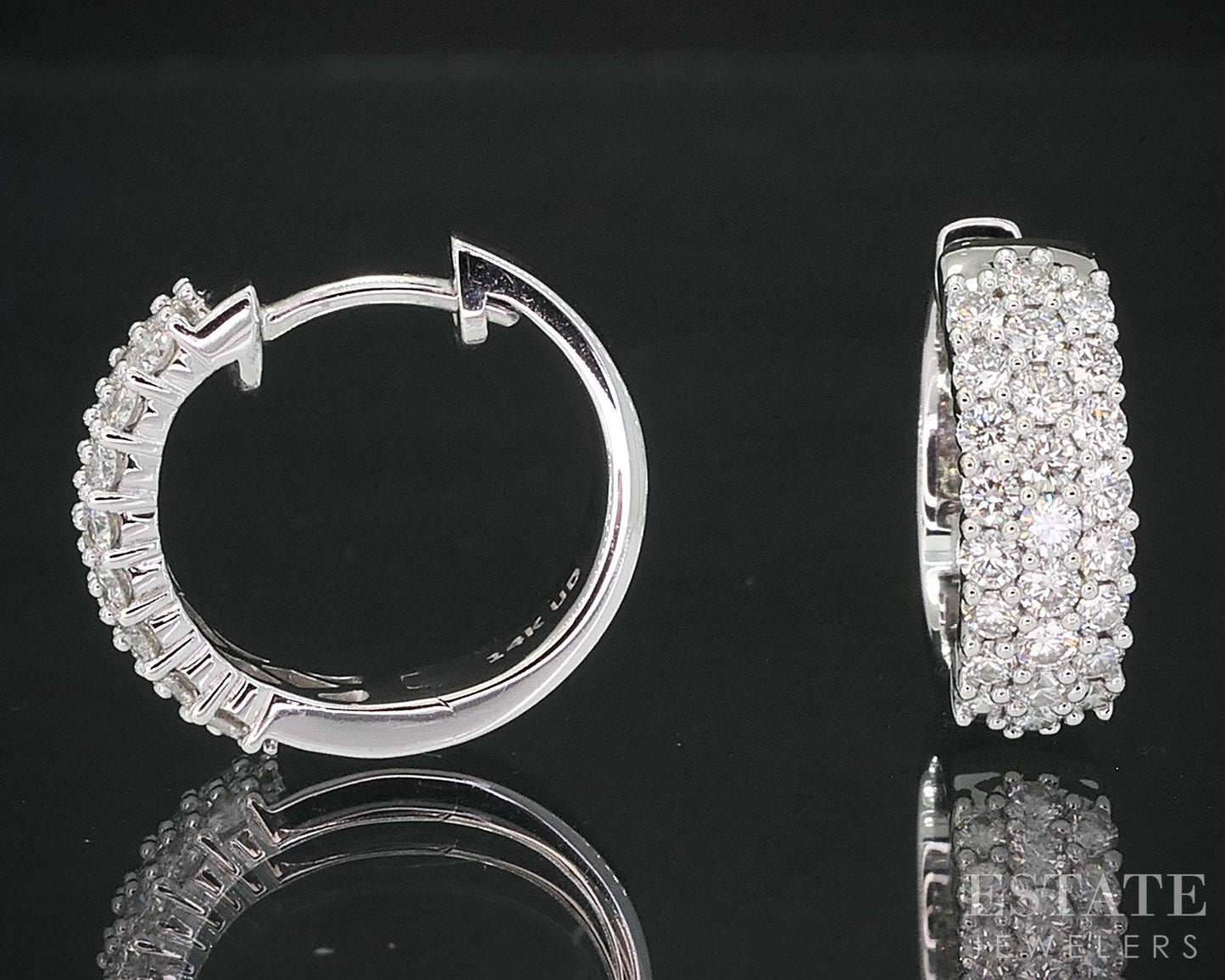 14k White Gold Round Natural 1ctw Diamond Hoop Huggie Earrings 6g i19151