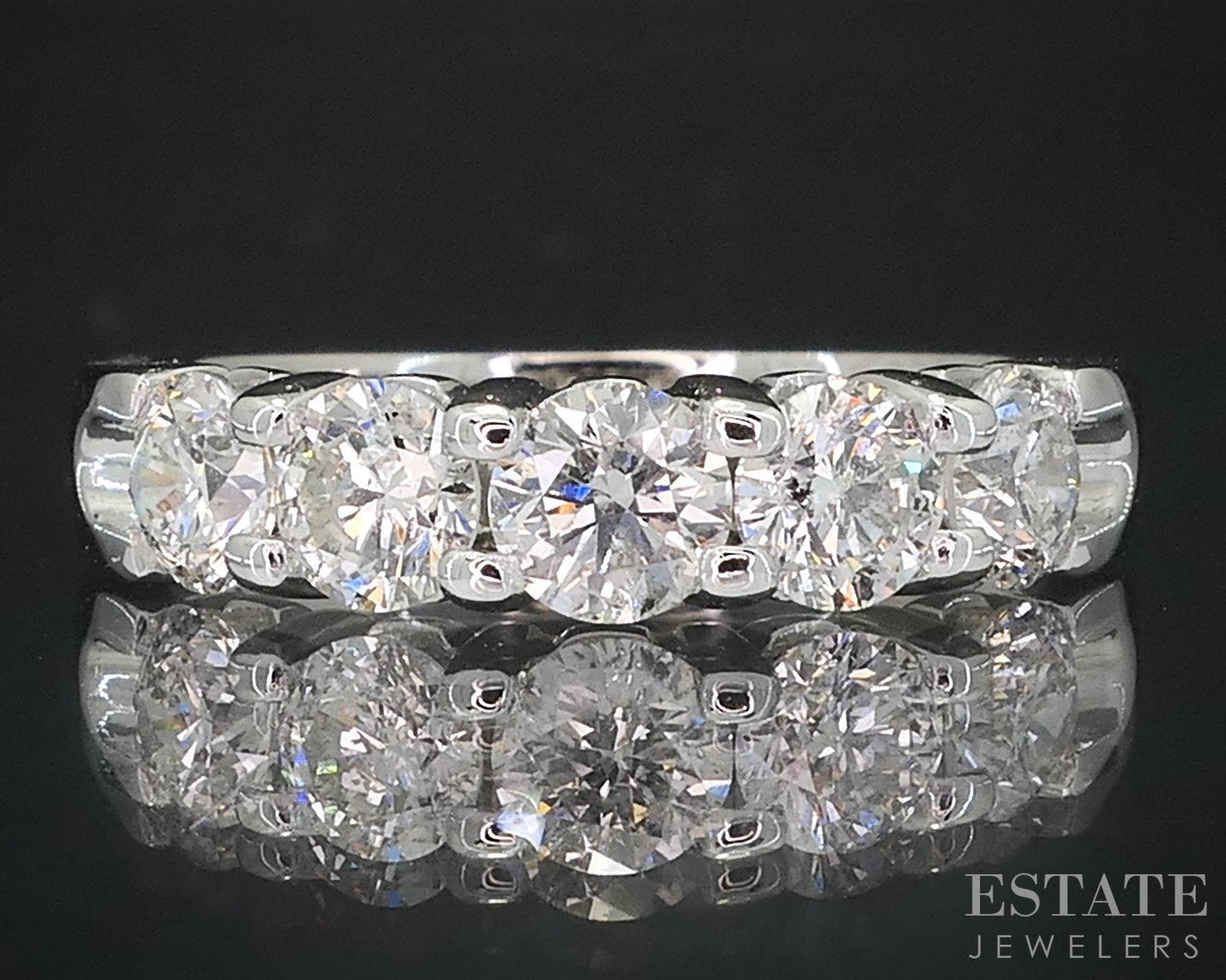 14k White Gold Natural 1.25ctw Diamond 5-Stone Ladies Wedding Band 4g i19157
