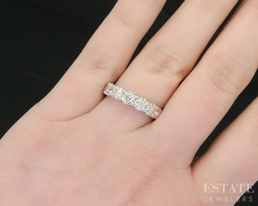 14k White Gold Natural 1.25ctw Diamond 5-Stone Ladies Wedding Band 4g i19157