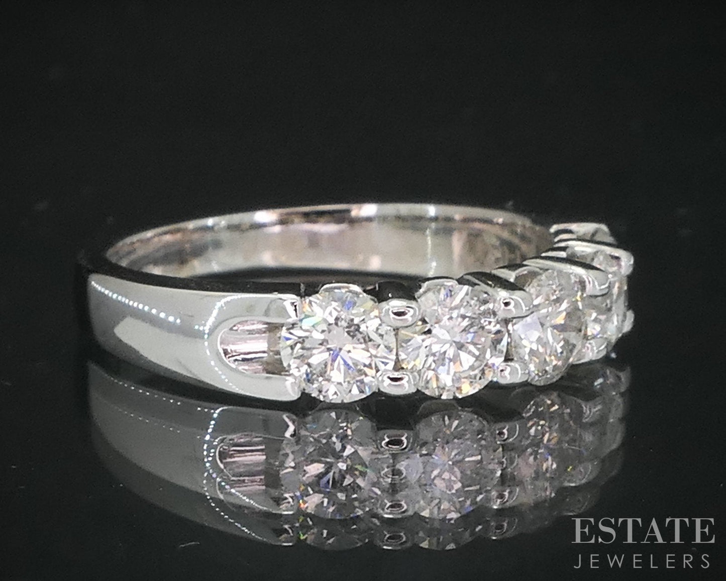 14k White Gold Natural 1.25ctw Diamond 5-Stone Ladies Wedding Band 4g i19157