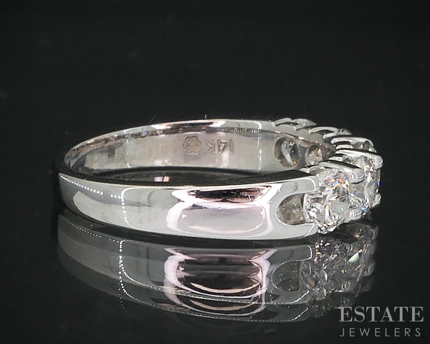 14k White Gold Natural 1.25ctw Diamond 5-Stone Ladies Wedding Band 4g i19157