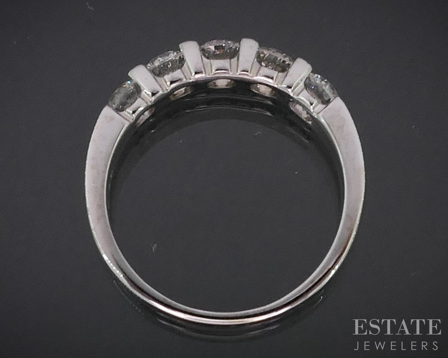 14k White Gold Natural 1.25ctw Diamond 5-Stone Ladies Wedding Band 4g i19157