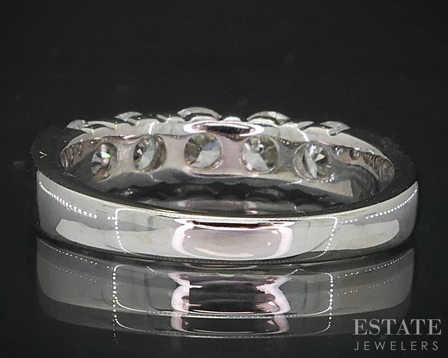 14k White Gold Natural 1.25ctw Diamond 5-Stone Ladies Wedding Band 4g i19157