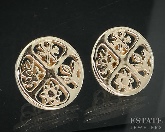 14k Yellow Gold James Avery Four Seasons Button Stud Earrings 3.7g i19153