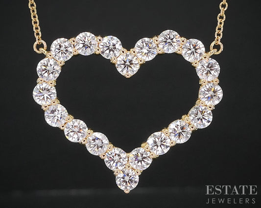 18k Rose Gold Tiffany & Co. Large Classic Heart Diamond Necklace 16"L 5g i19149
