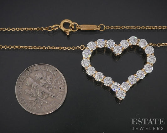18k Rose Gold Tiffany & Co. Large Classic Heart Diamond Necklace 16"L 5g i19149