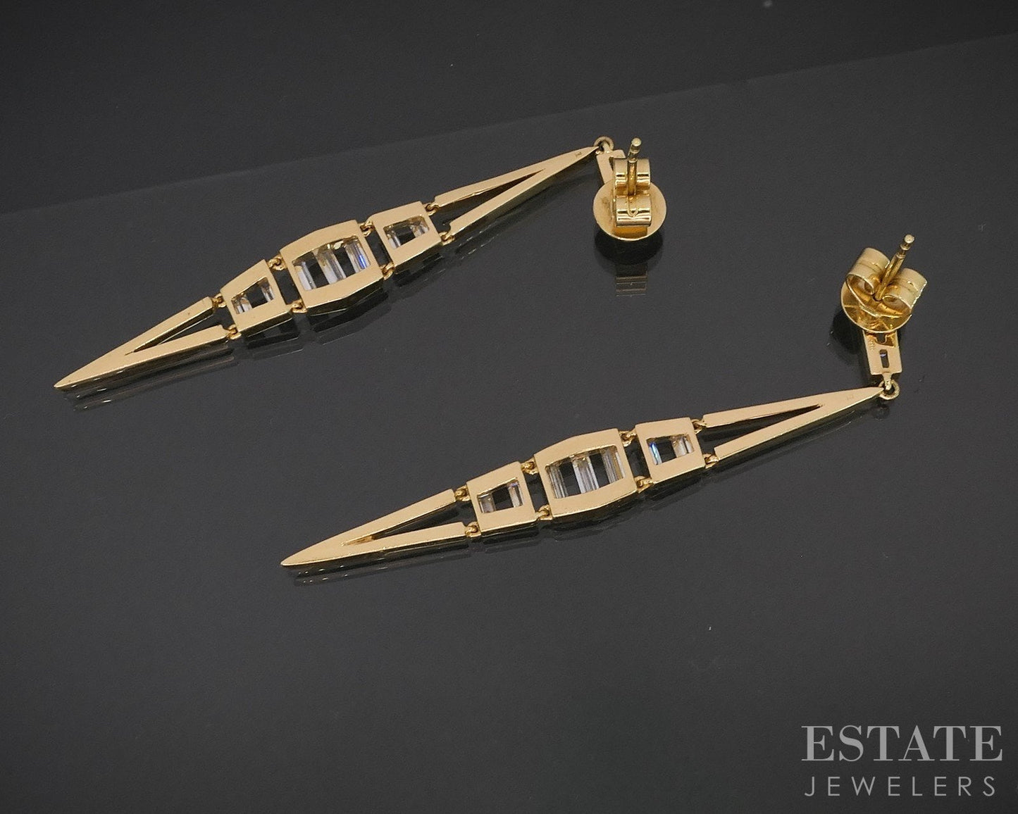 18k Yellow Gold Natural 1.22ctw Diamond Link Dangle Earrings 6.6g i19187