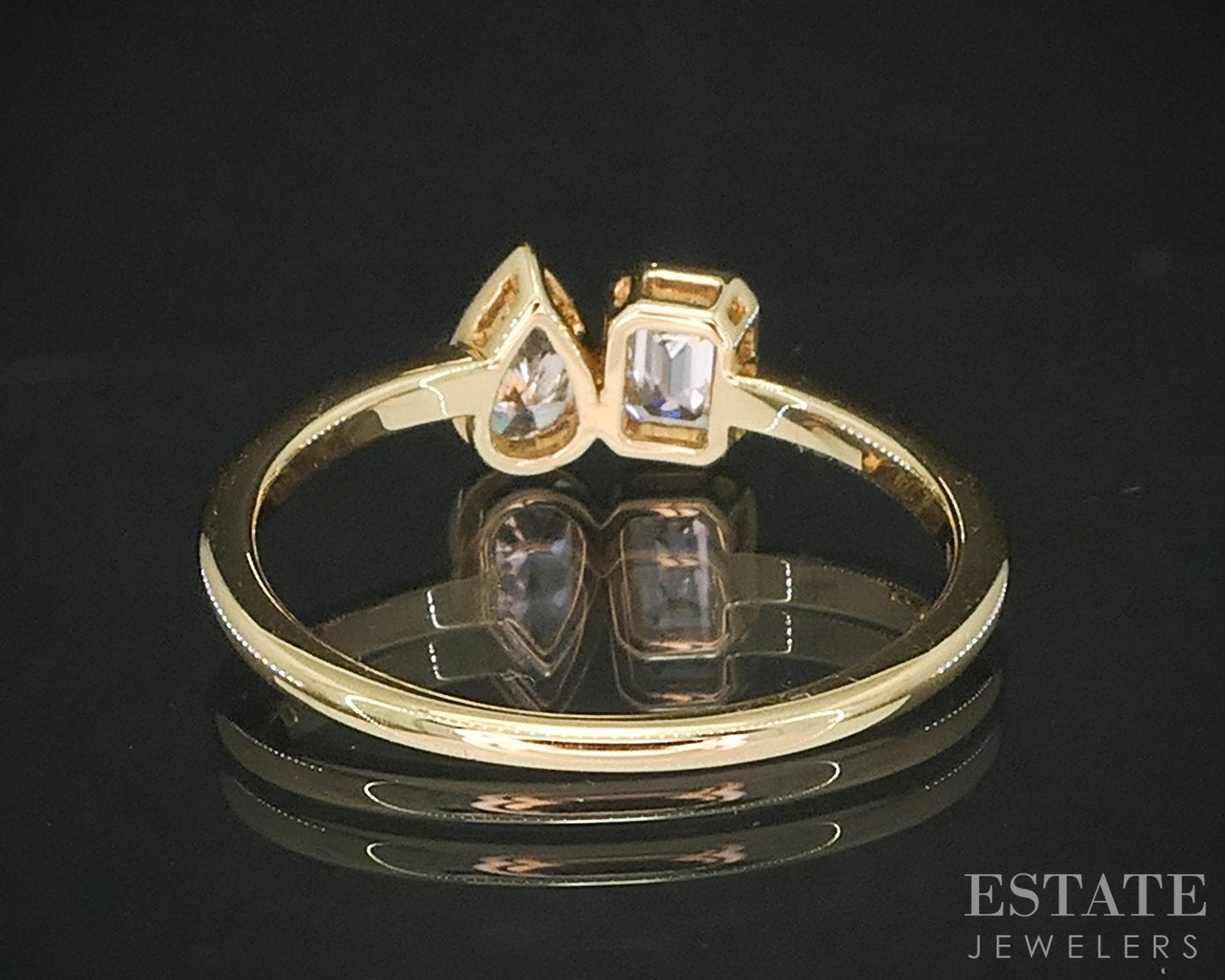 18k Yellow Gold Natural .51ctw Diamond You And Me Ladies Ring 1.9g i19184