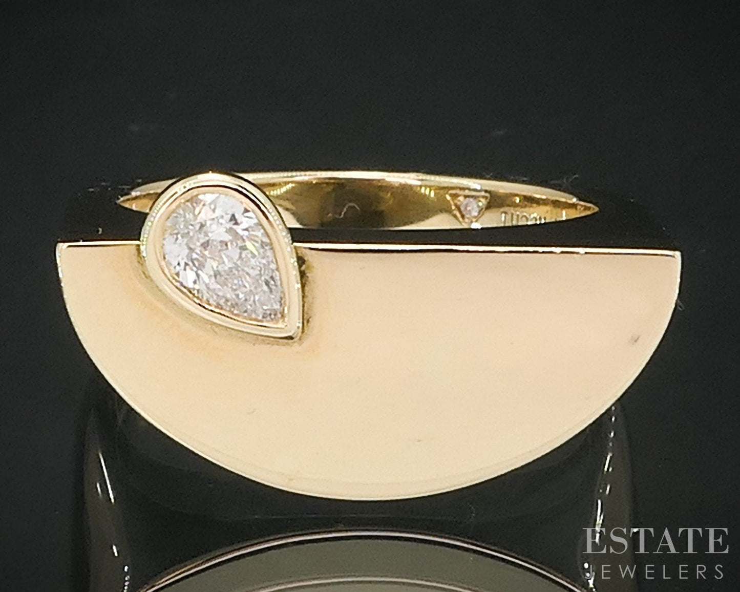 Modernist 18k Yellow Gold Natural .20ct Diamond Semi-Circle Ring 7.5g i19191