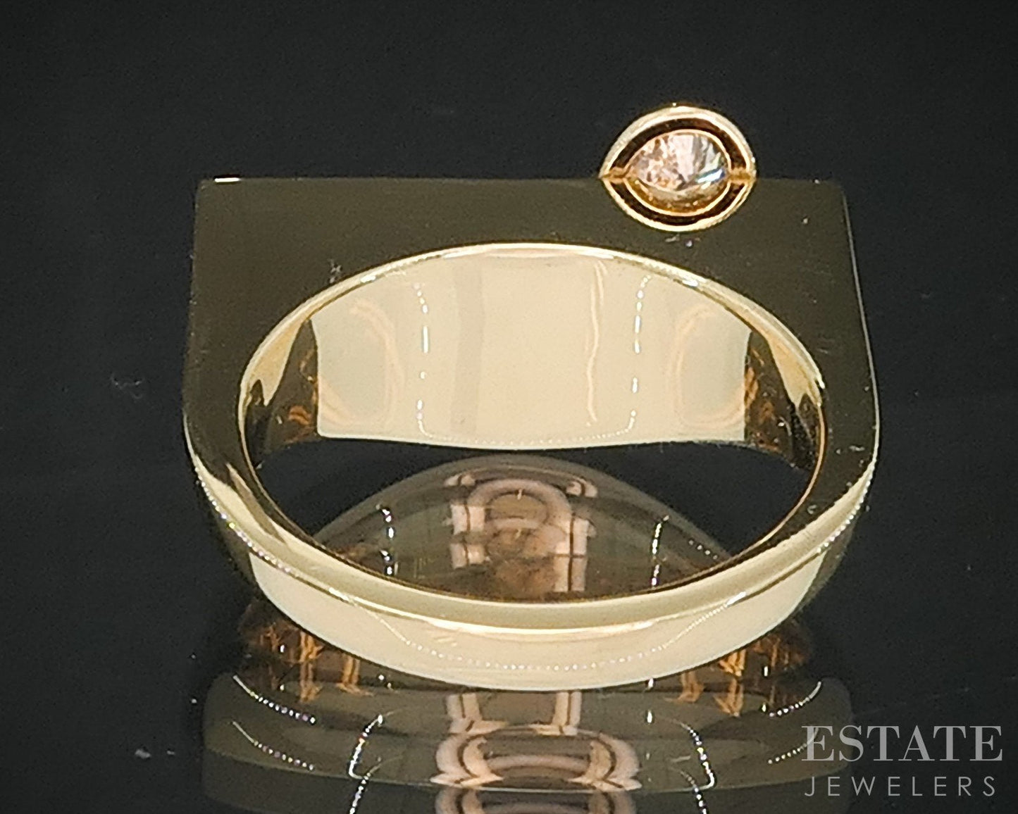 Modernist 18k Yellow Gold Natural .20ct Diamond Semi-Circle Ring 7.5g i19191