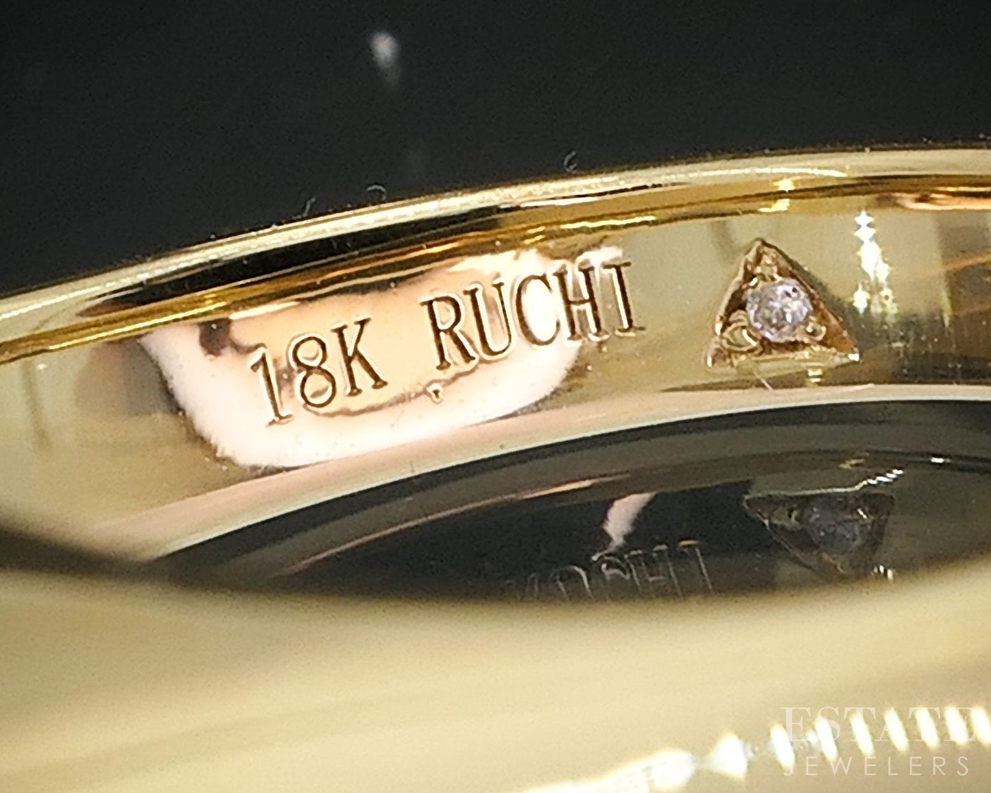 Modernist 18k Yellow Gold Natural .20ct Diamond Semi-Circle Ring 7.5g i19191