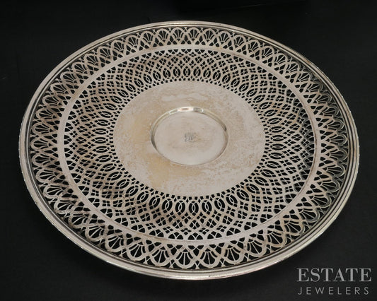Sterling Tiffany & Co. Makers 18670 Pierced Cake Plate Charger 401g i19217