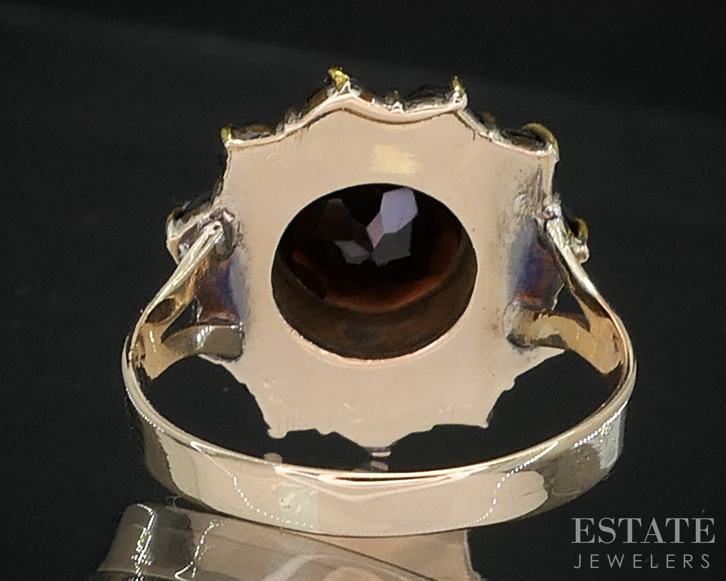 Antique Victorian 9k Yellow Gold Natural Bohemian Garnet Cluster Ring 3g i19209