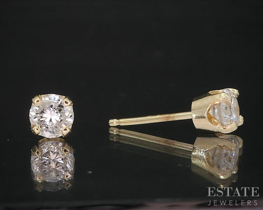 14k Yellow Gold Round Natural .48ctw Diamond Stud Earrings i19215