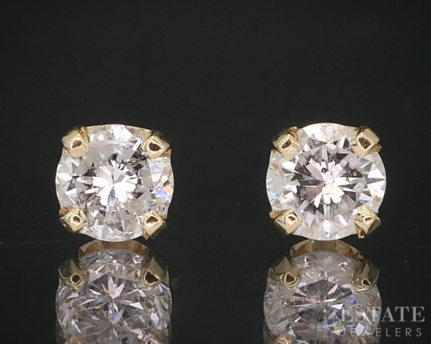 14k Yellow Gold Round Natural .48ctw Diamond Stud Earrings i19215