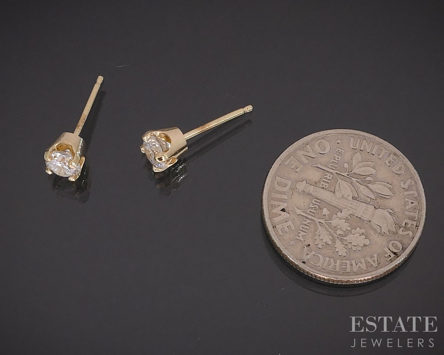14k Yellow Gold Round Natural .48ctw Diamond Stud Earrings i19215