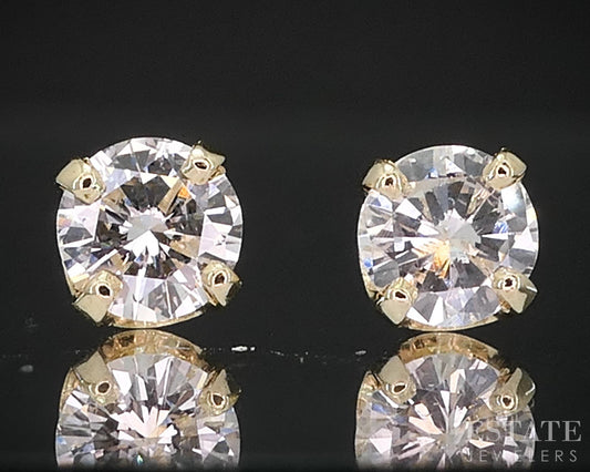 14k Yellow Gold Round Natural .62ctw Diamond Stud Earrings i19214