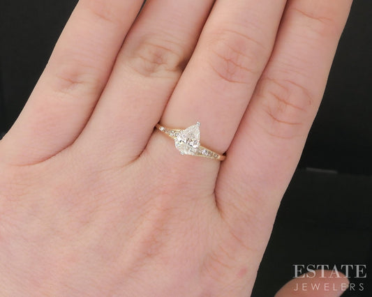 14k Yellow Gold Pear Natural .78ctw Diamond Engagement Ring 1.9g i19205