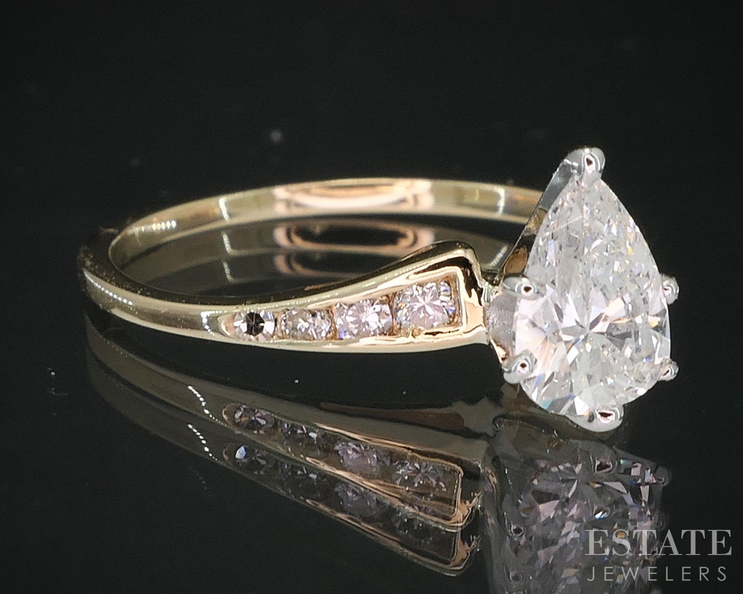 14k Yellow Gold Pear Natural .78ctw Diamond Engagement Ring 1.9g i19205
