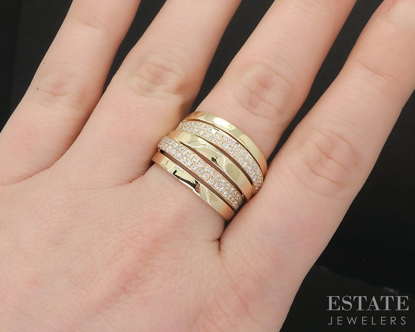 18k Yellow Gold Natural .66ctw Diamond CIRARI Ladies Band Ring 10.7g i19197