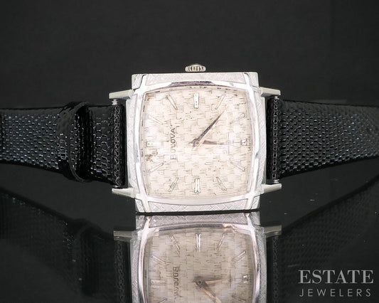 Vintage Bulova Gold Tone Cal. 11AF Basket Weave TV Dial Mens Watch i19233