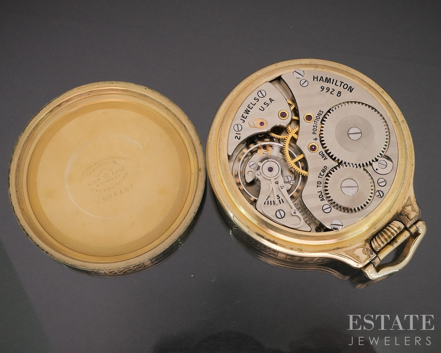 Antique Gold Filled Hamilton 992B Railway Special 21j Pocket Watch i19224