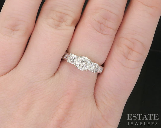 14k White Gold Round Natural 1.51ctw Diamond Engagement Ring 5.4g i19239