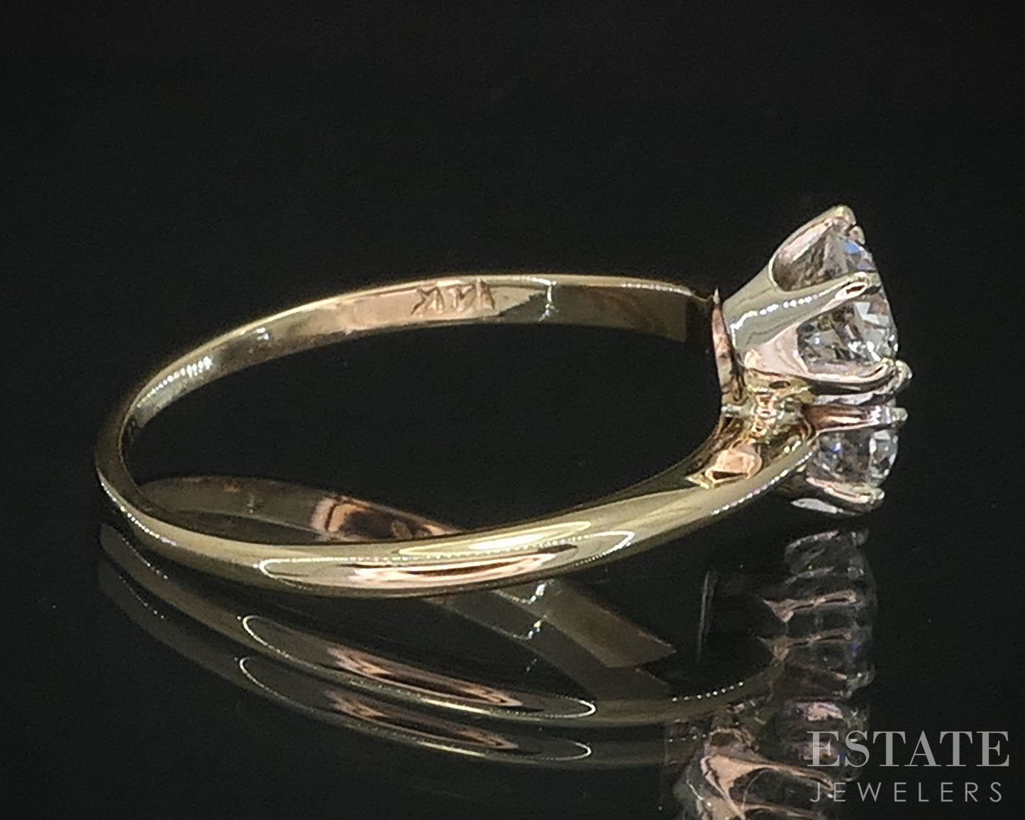 Antique 14k Yellow Gold European Natural 1.10ctw Diamond Bypass Ring i19242