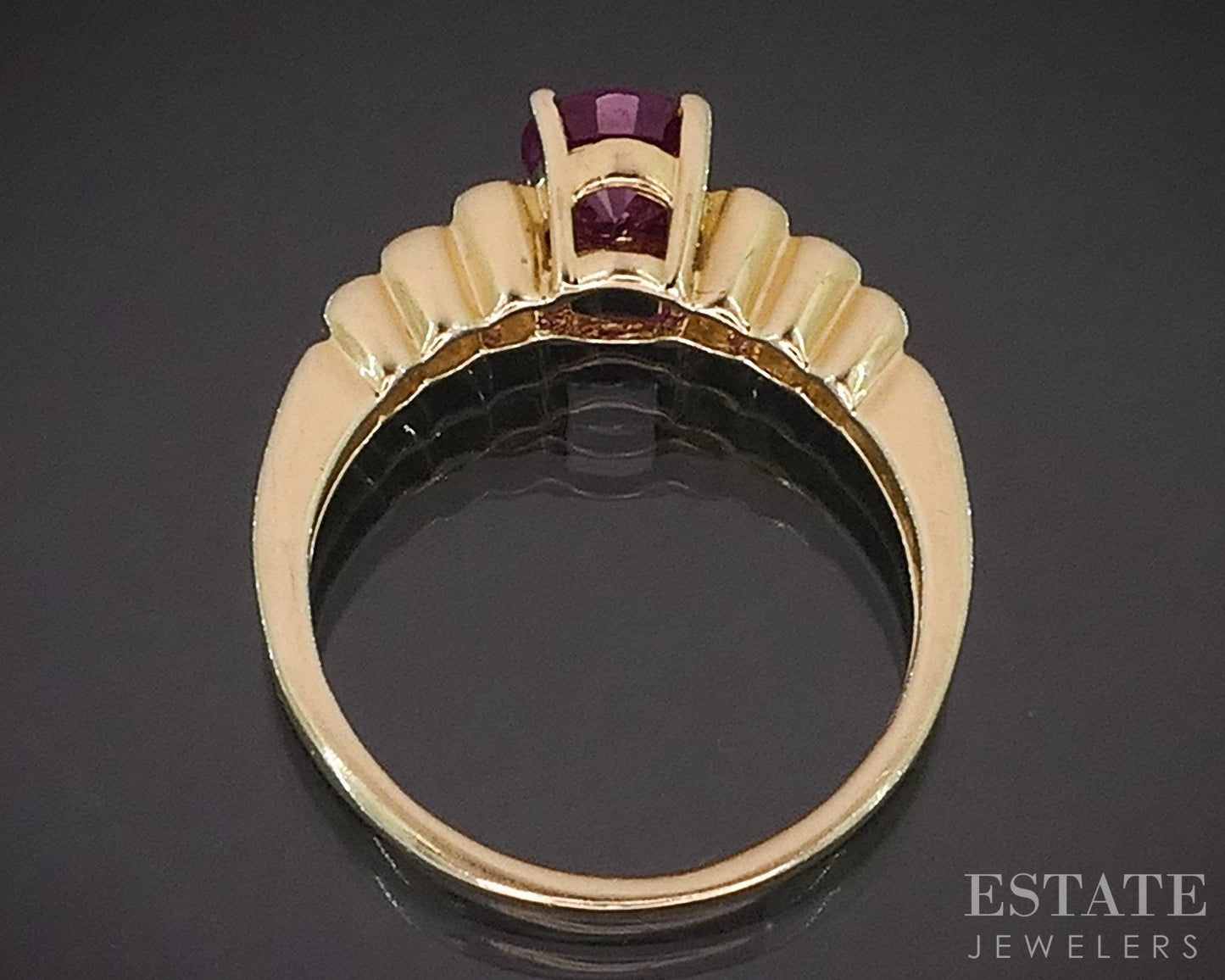 14k Yellow Gold EFFY Oval Natural Ruby & Diamond Ladies Ring 2.5g i19244