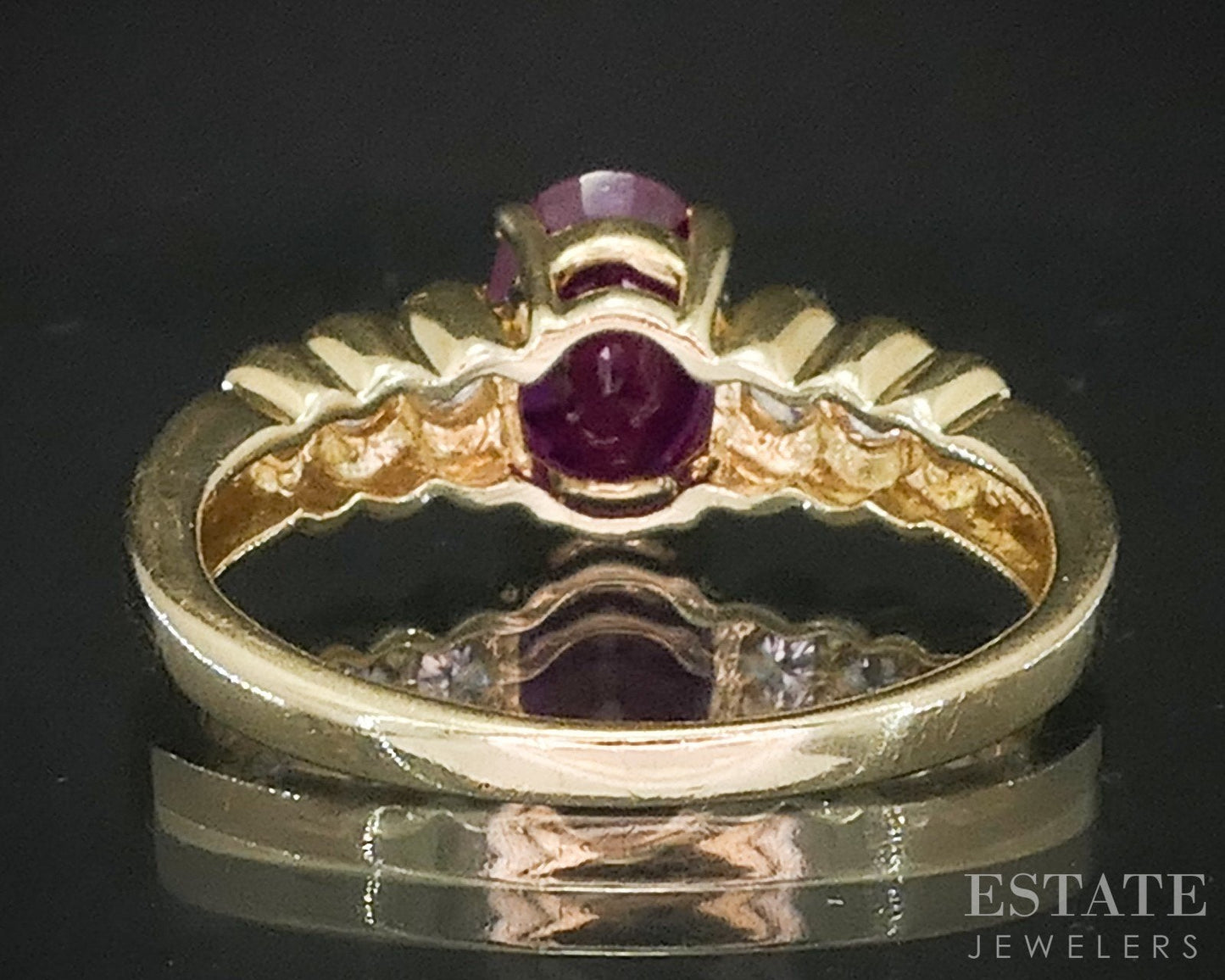 14k Yellow Gold EFFY Oval Natural Ruby & Diamond Ladies Ring 2.5g i19244