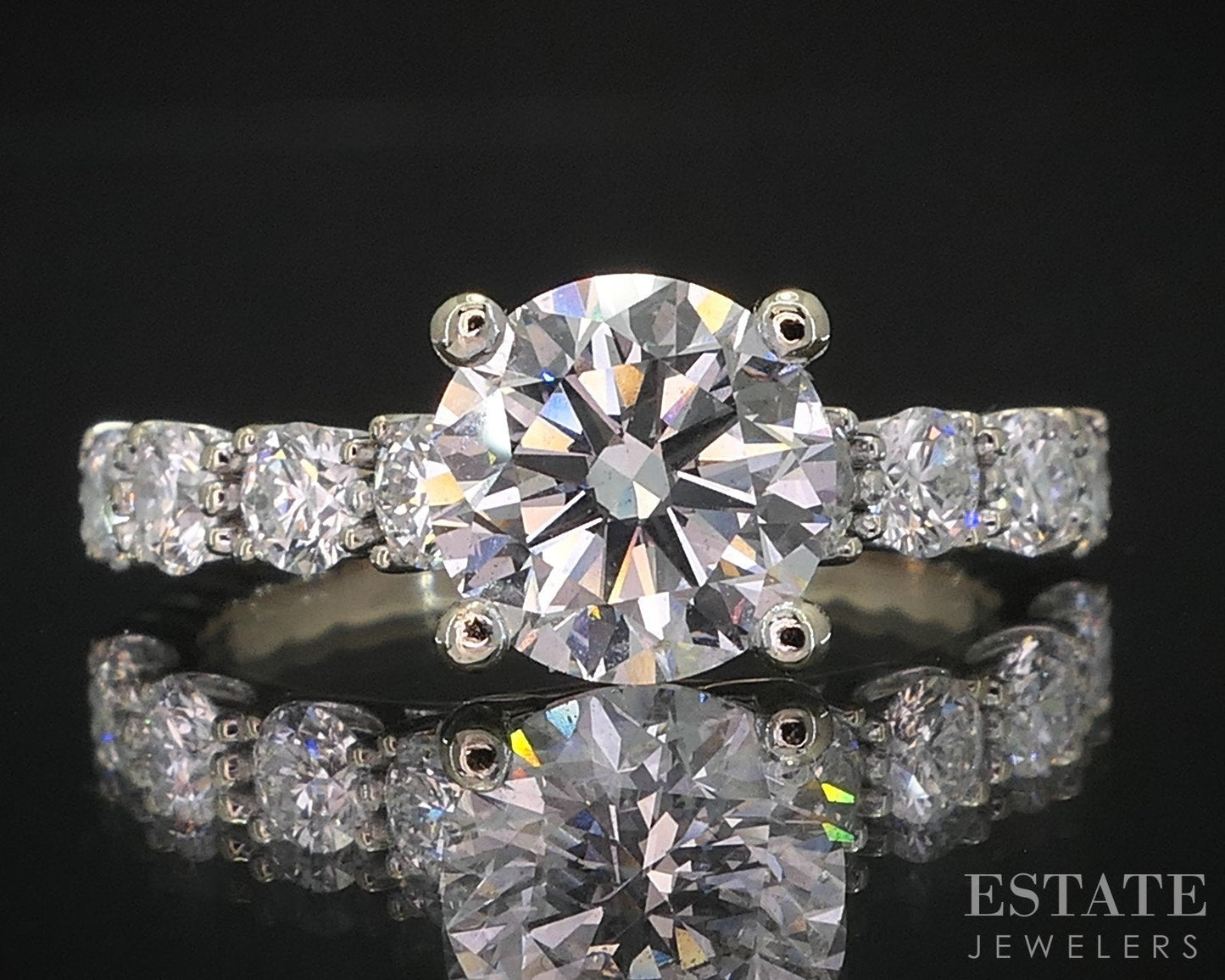 18k White Gold IGI Lab Created Round 1.50ct Diamond Engagement Ring 3.4g i19245