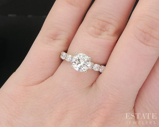 18k White Gold IGI Lab Created Round 1.50ct Diamond Engagement Ring 3.4g i19245