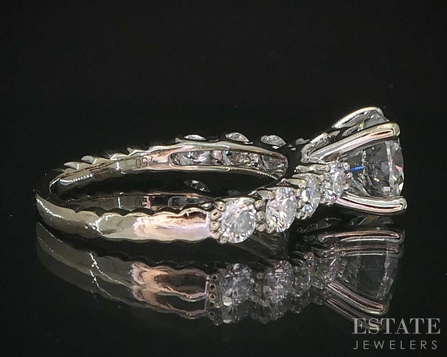 18k White Gold IGI Lab Created Round 1.50ct Diamond Engagement Ring 3.4g i19245