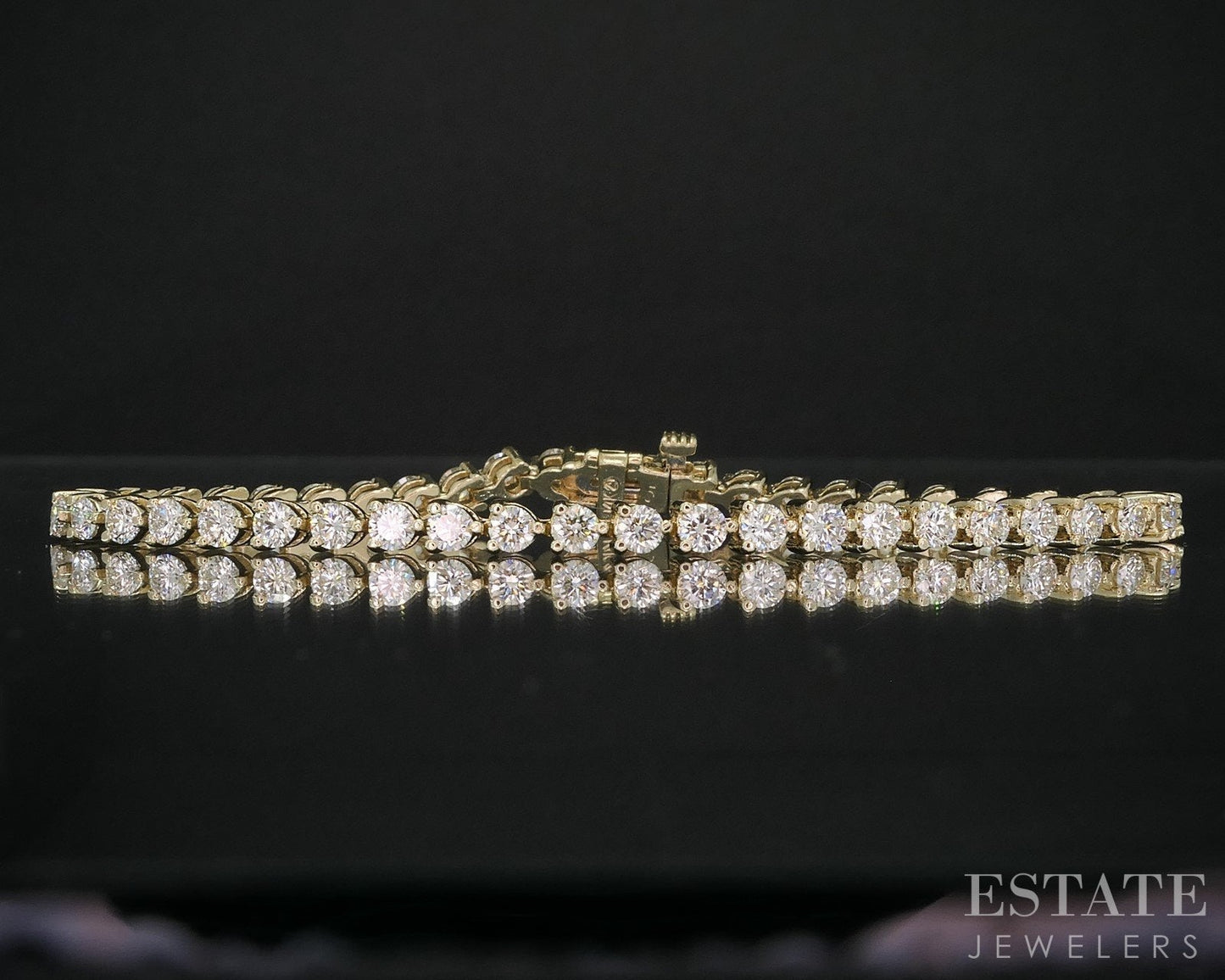 14k Yellow Gold Natural 4.60ctw Diamond Ladies Tennis Bracelet 12g 7.25"L i19261