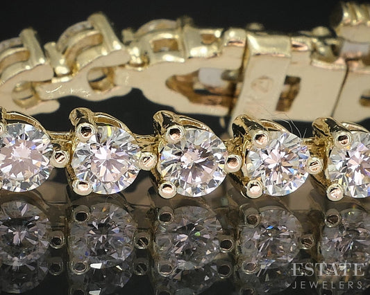 14k Yellow Gold Natural 4.60ctw Diamond Ladies Tennis Bracelet 12g 7.25"L i19261