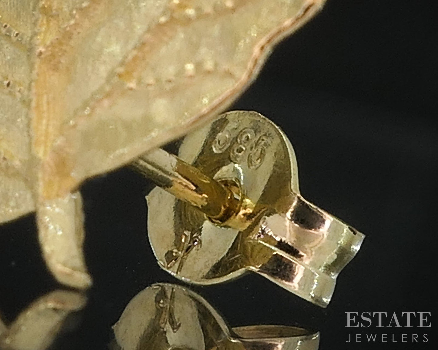 Vintage 14k Yellow Gold Bodhi Aspen Leaf Stud Drop Ladies Earrings 2.8g i19246