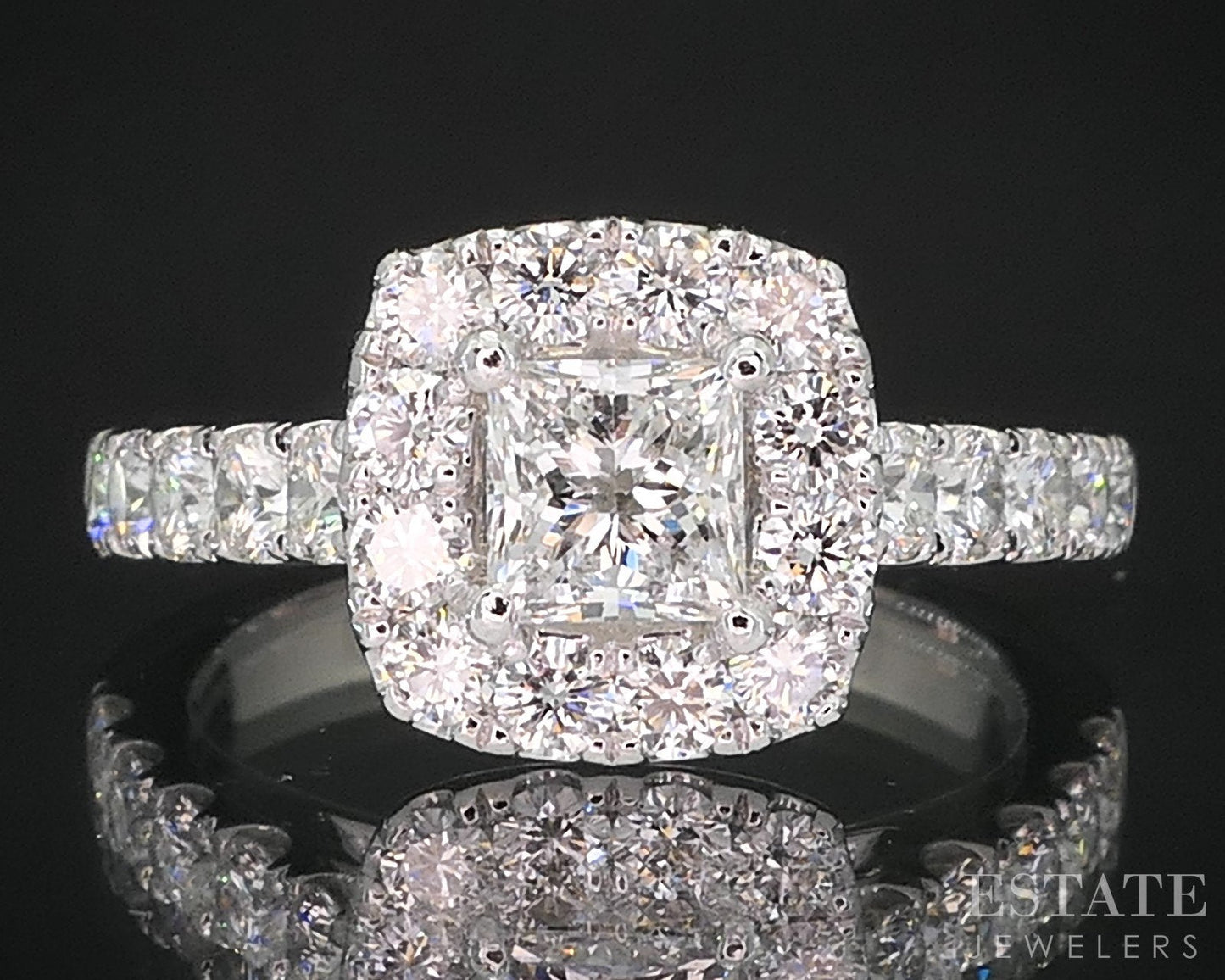 Platinum Princess Natural 1.50ctw Diamond Halo Engagement Ring 8.0g i19258