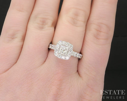 Platinum Princess Natural 1.50ctw Diamond Halo Engagement Ring 8.0g i19258