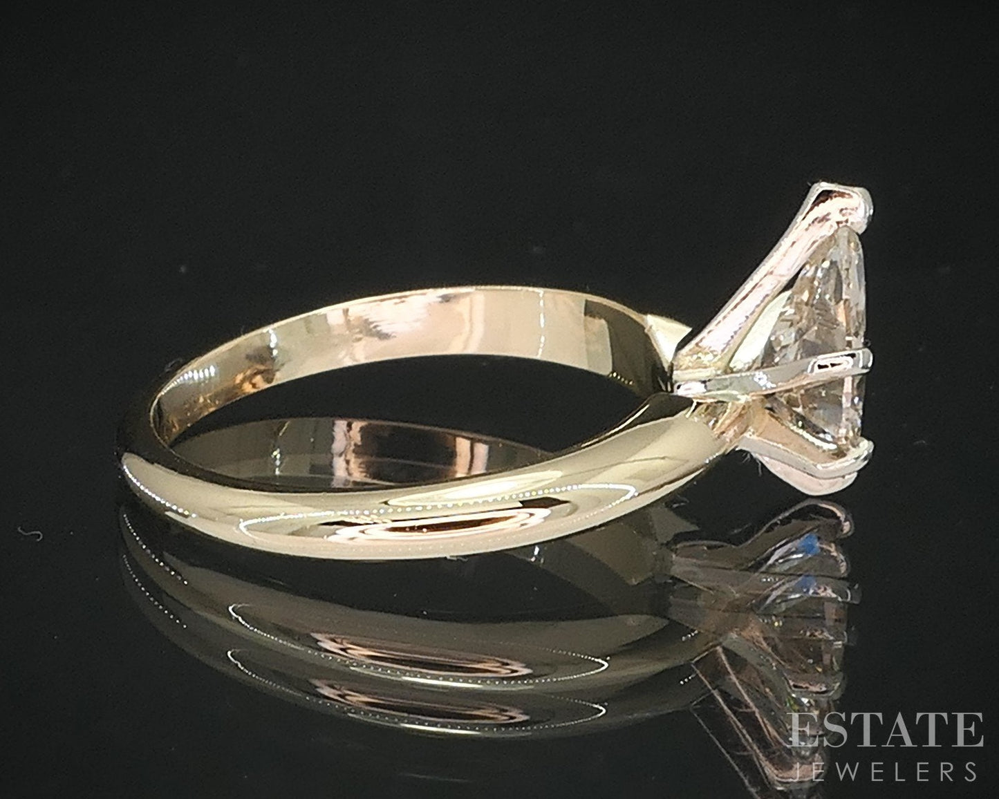 14k Yellow Gold Pear Natural .85ct Diamond Solitaire Engagement Ring i19249