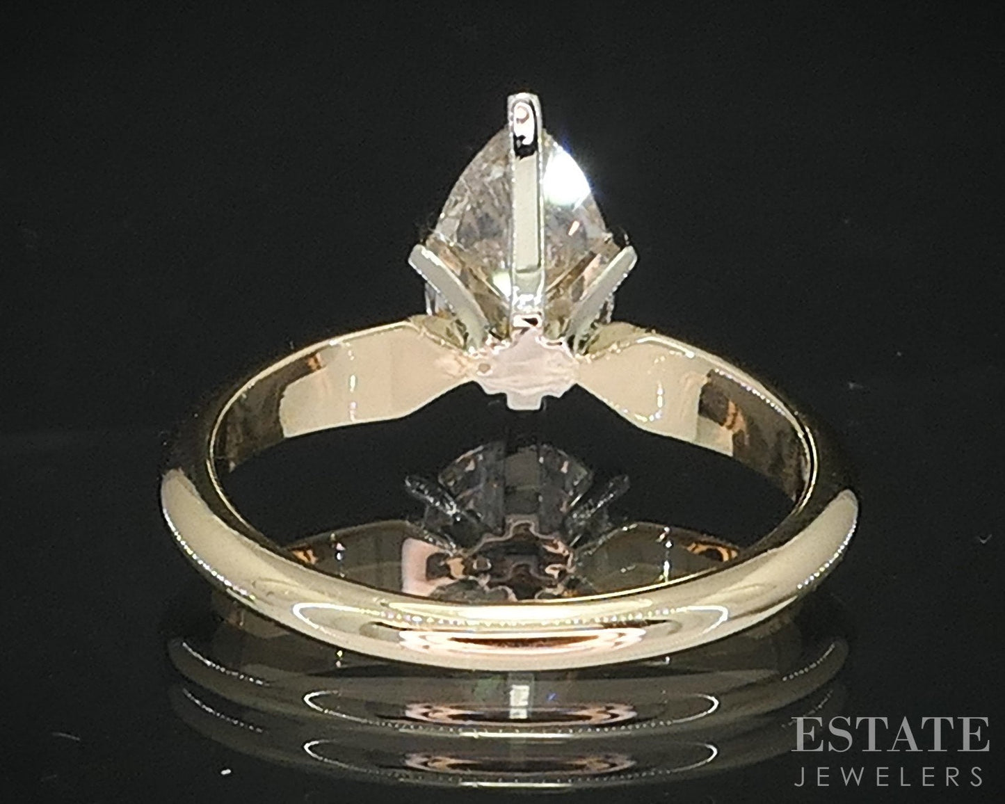 14k Yellow Gold Pear Natural .85ct Diamond Solitaire Engagement Ring i19249