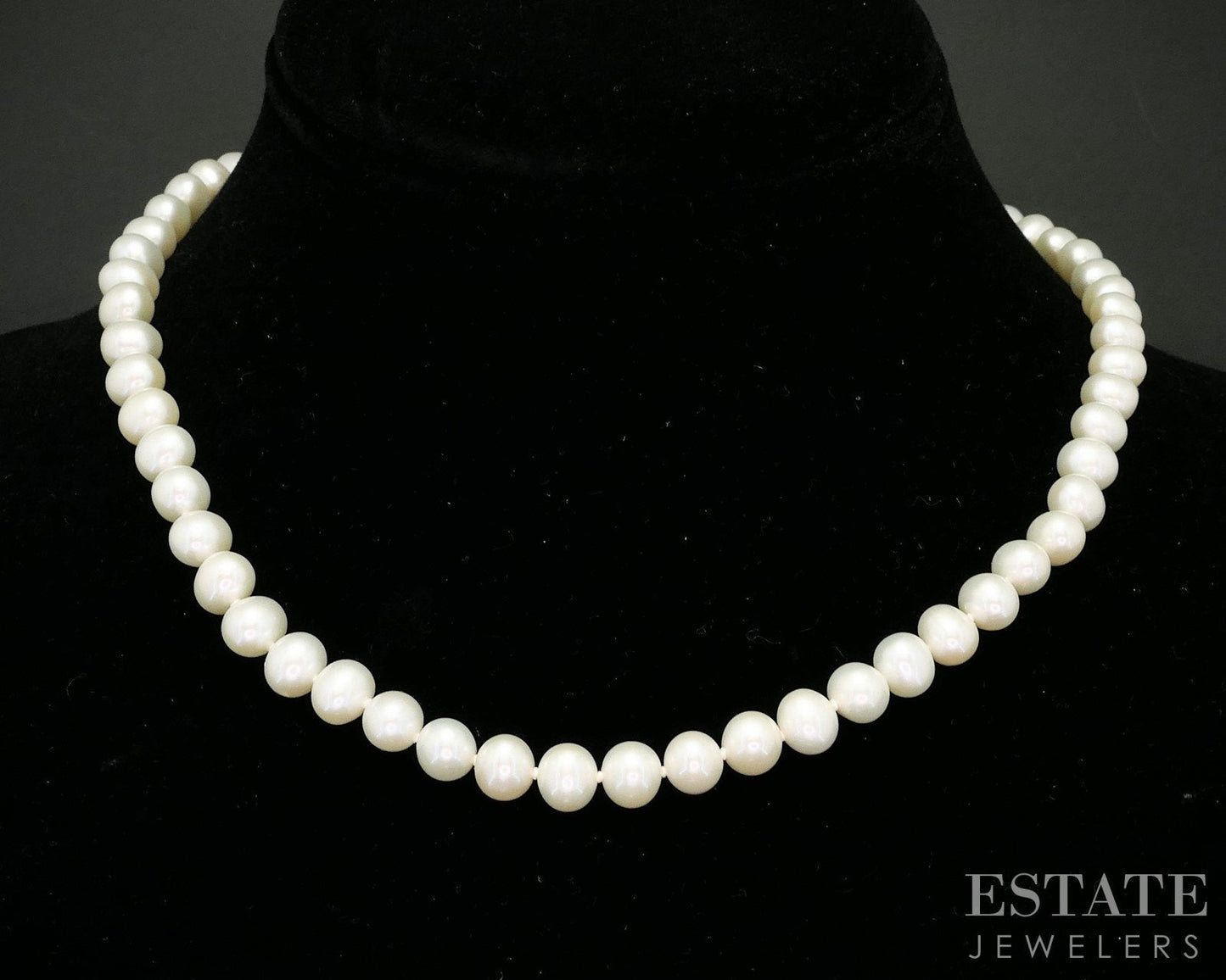 14k Yellow Gold 7mm Cultured Pearl Ladies Necklace 16"L i19266b
